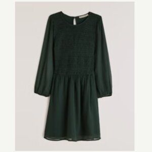 Abercrombie green dotted smocked dress - S